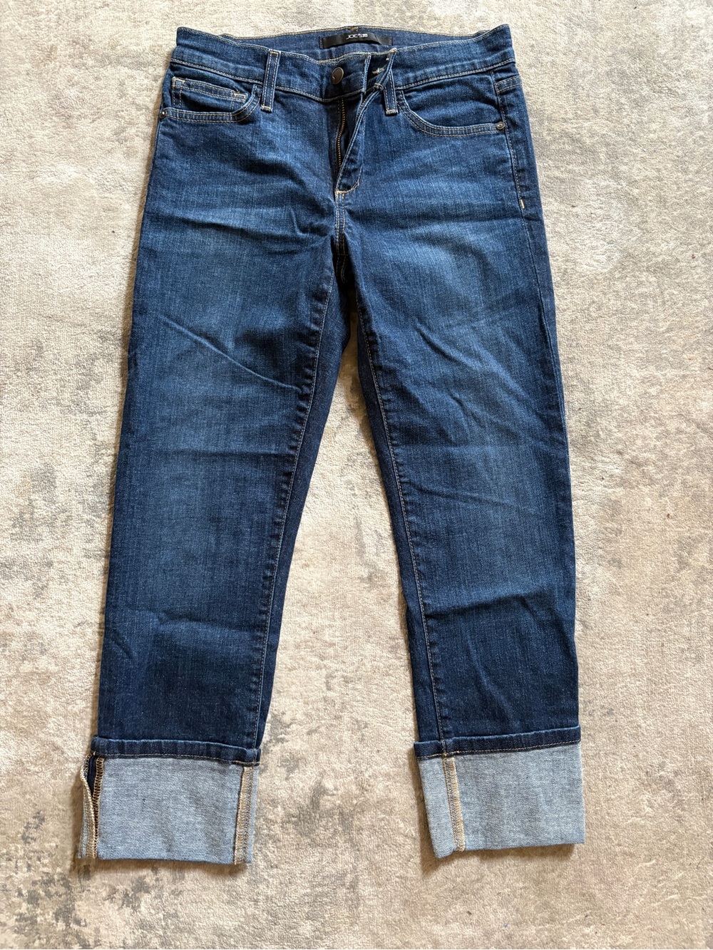 Joe's Jeans Dark Indigo Denim with Gold Stitching